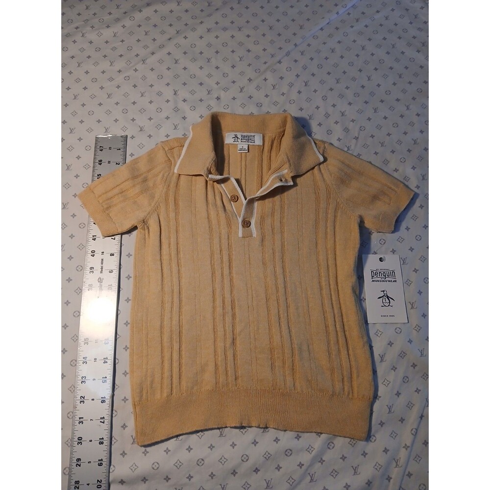 Penguin by Munsingwear Classic Knit Tan Sweater Button Up NWT Size 6
